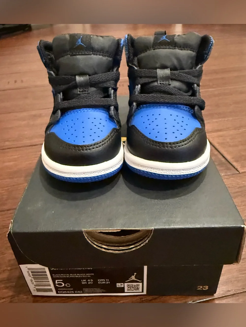 Jordan Kids High-Top Sneakers in Black and Royal Blue Size 5